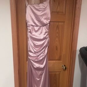 Windsor One Shoulder Pink Satin Dress